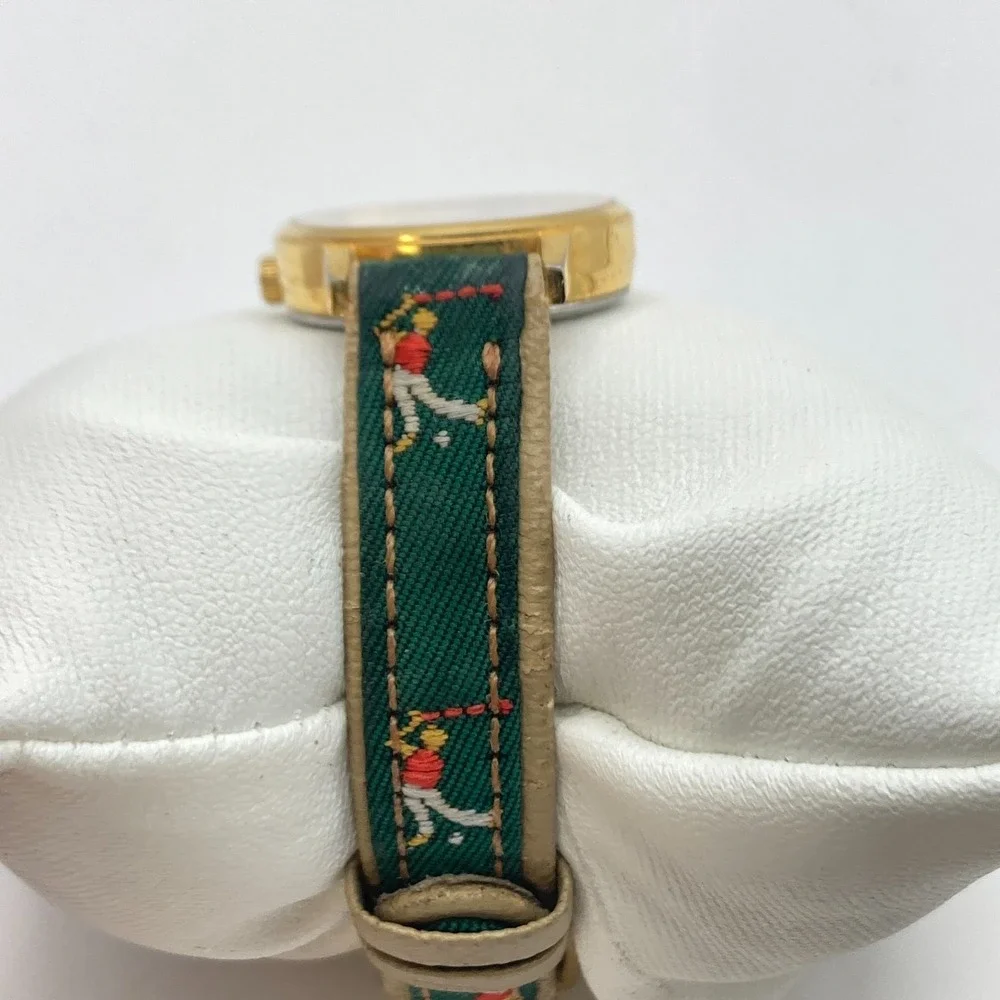 Vintage Giordano Women's Watch Golf Gold Tone Rotating Ball New Battery SMALL 7